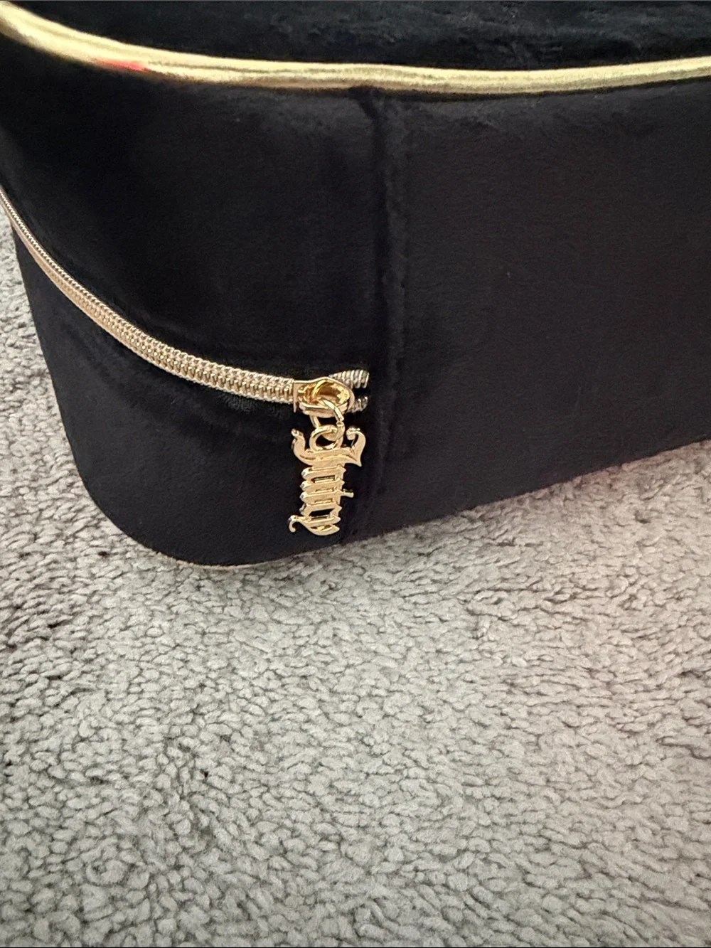 Juicy Couture Black & Gold Rhinestone 'Juicy' Travel Cosmetic Bag